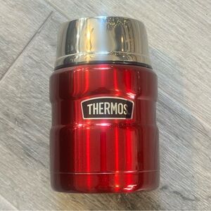 Thermos King Stainless Steel Vacuum-Insulated 16 Oz Red Food Jar With Spoon NEW